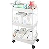 Baby Diaper Caddy, Plastic Movable Cart for Newborn Nursery Essentials Diaper Storage Caddy Organizer for Changing Table & Crib, Easy to Assemble, Beige