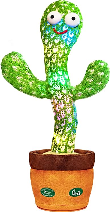 Dancing Talking Cactus Baby Mimicking Toys with LED 120 English Songs, Singing Musical Toy, Tummy Time Toy Mimic Repeats What You Say (Audio Recording & Retelling)