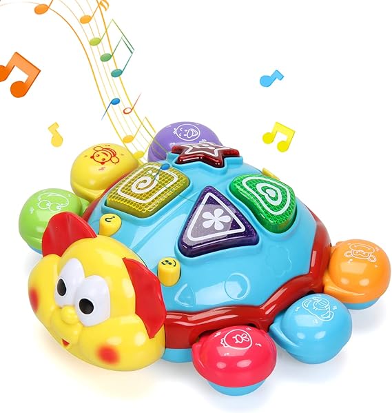 Baby Musical Toy, English & Spanish Toddler Crawing & Walking Learning Toys with Light & Music Electronic Interactive Tummy Time Toy Gift for 12 Months, 1, 2 3 Year Olds Baby Boys Girls Kids